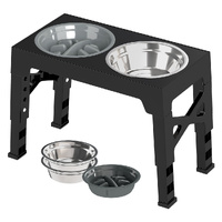 PaWz Elevated Dog Bowls 2 Stainless Steel Bowls and 1 Slow Feeder Bowl