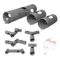 Pawz Large Cat Tunnels 3 Pcs Modular Foldable Linen Tube Kittens Rabbits Toys