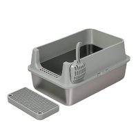 Pawz Stainless Steel Large Semi-Enclosed Cat Litter Box