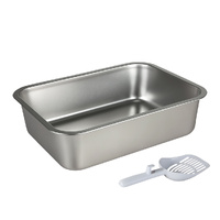 Pawz Stainless Steel Cats Litter Box 10cm Height Small Animals Easy Entry Clean