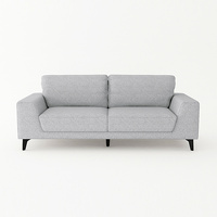 Wanaque 3 Seater Sofa Light Grey Fabric Lounge Set for Living Room Couch with Solid Wooden Frame Black Legs
