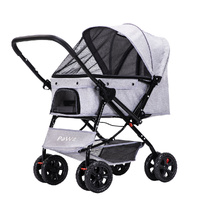 Pet Stroller Pram Dog Carrier Trailer Grey - Model-A0F88E