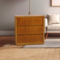 Tallboy MDF Brown Colour Waveform Design Three Drawers