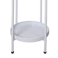 2 Tiers Plant Stand Metal Flower White Medium - Model-D64CE9