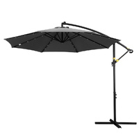 Instahut Outdoor Umbrella 3M Cantilever Beach LED Garden Shade Patio Charcoal