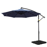 Instahut Outdoor Umbrella 3M Cantilever Beach LED w/Base Garden Shade Patio Navy