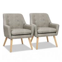 Artiss 2X Armchair Lounge Chair Accent Tub Chair Beige ANNE