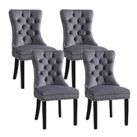 1 Set of 4 Artiss Dining Chairs Grey Velvet