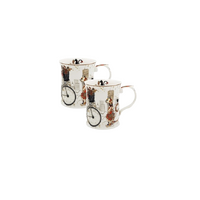 Cat Couple Mugs – Set of 2 (415ml) | Fine Bone China with Embossed Detailing & Gift Packaging