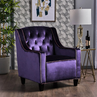 Lara Two Tone Tufted Plum New Velvet Club Armchair
