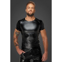 Noir Wetlook T Shirt With Snake Sleeves Black - Black - Small