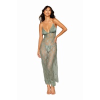 Dreamgirl Long Chemise W G String Sage - Small
