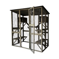 Samland Wooden Cat Cage Walk in Cat Condo House Kitten Ferret Enclosure Cage