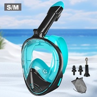 S/M  Full-face silicone snorkeling mask, full-dry panoramic snorkeling mirror, camera bracket, large frame anti-leakage and anti-fog swimming mirror s