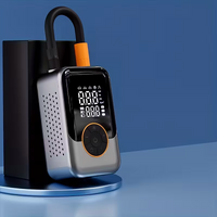 Portable wireless air compressor tire inflation pump - Equipped with digital pressure gauge, emergency LED light, 4x fast cordless design; built-in re