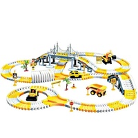 343 track-building sets, track-course - STEM learning toys, construction vehicles (concrete mixers, dump trucks), Track-birthday/Christmas gifts for b