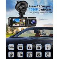 Three-camera dash cam C309, equipped with dual front cameras, an interior camera and a reversing camera - a dash cam for cars. Supports WIFI, loop rec