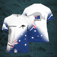 Australian Flag Kangaroo Print Unisex O-Neck Short Sleeve T-Shirt Summer Breathable Cotton Blend Streetwear Top（4XL）| Other styles Available in Store