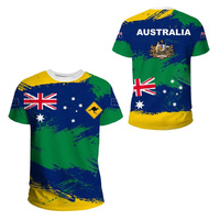 Australian Flag & Kangaroo Print Unisex O-Neck Short Sleeve T-Shirt Summer Breathable Cotton-Blend Streetwear Top（XL）| Other styles Available in Store