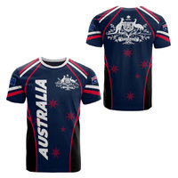 Australian National Emblem & Flag Print Unisex O-Neck Short Sleeve T-Shirt Summer Breathable Cotton-Blend Streetwear Top（5XL）| Other styles Available 