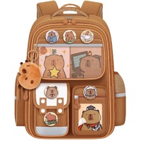 Cute Capybara Backpack with Chic Case and More Pins Ita Bag Cartoon Laptop Travel Utility Funny Going Out Casual Bag(Khaki)