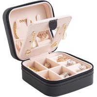 Black Travel Jewelry Box with Mirror: Sleek, Organised Storage for Rings, Necklaces & Earrings, Ideal for Aussies