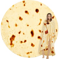Burritos Tortilla Throw Blanket（Beige）, Novelty Funny Round Blanket for Adults & Kids, Soft Flannel Tortilla Wrap Blanket（36",Baby）
