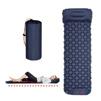 Ultralight Camping Sleeping Pad: Built-in Foot Pump, Integrated Pillow – Compact, Waterproof for Hiking/Backpacking (Dark Blue)