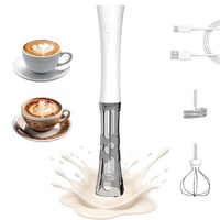 White Hands-Free Milk Frother – 2000mAh Rechargeable Coffee & Drink Mixer for Latte, Cappuccino, Matcha & More | Perfect for Home, Office & Travel