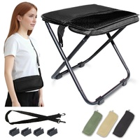 Black Portable Folding Chair – Compact Outdoor Stool for Camping, Fishing & Hiking | Lightweight Collapsible Seat with Carry Bag | Durable Steel Frame