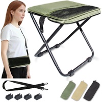 Green Portable Folding Chair – Compact Outdoor Stool for Camping, Fishing & Hiking | Lightweight Collapsible Seat with Carry Bag | Durable Steel Frame