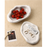 Speckled White Ceramic Tray Set (Round+Long+Irregular) – Jewelry Organizer & Fruit Dish for Home Decor | Other Styles Available in Store