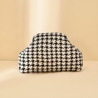 Houndstooth Knit Cloud Bag: Commute & Daily Handbag, Portable Storage Clutch (Black) | Other Colors Available in Store