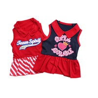 Pet products 2-Piece Dog Summer Dress Set - Team Spirit & SUPER ADORABLE Designs, Red White Stripes & Navy Blue, Peter Pan Collar, Cute Fit for Dogs（M