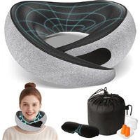 Travel Neck Pillows for Airplanes - 360° Ergonomic Memory Foam Travel Pillow - Relief Neck Pain with Breathable Support for Long Flights, Car, Train &