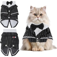 pet products Dog Cat Tuxedo Suit with Bow Tie - Formal Black & White Striped Pet Costume Shirt, Elegant Wedding Outfit Birthday Party Attire for Malte