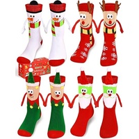 4 Pairs Christmas Socks, Crazy Holiday Hand Holding Socks Funny Christmas Stocking Stuffers