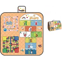 Waterproof Picnic Blanket with Flying Chess Game: 80''x80'' Extra Large, Foldable for Australian Camping, Beach & Family Gatherings