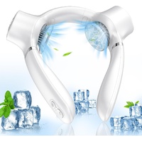 White Portable Neck Fan: Hands-Free Wearable Air Conditioner with 4000mAh Battery for Australian Travel & Daily Use