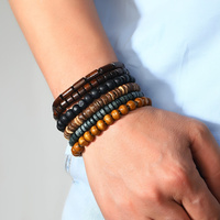 Men's Vintage PU Leather Bracelet Set (36pcs)