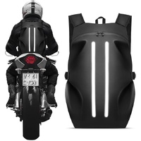 Motorcycle Backpack for Men, Waterproof Helmet Backpack with Reflective, Motorcycle Bag Helmet Bag-Black