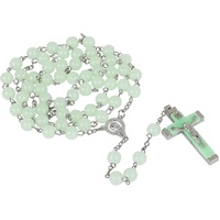Rosary Beads Catholic - Green Rosaire Glow in the Dark Cross Necklace for Men Women-Green
