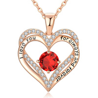 18K Rose Gold Necklaces for Women, 925 Sterling Silver Gifts for Mothers Day, Jewelry for Wife Mom Her Girlfriend, Birthstone Diamond Necklace for Bir