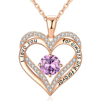 18K Rose Gold Necklaces for Women, 925 Sterling Silver Gifts for Mothers Day, Jewelry for Wife Mom Her Girlfriend, Birthstone Diamond Necklace for Bir