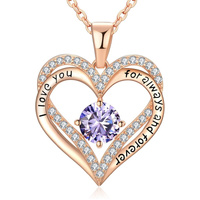 18K Rose Gold Necklaces for Women, 925 Sterling Silver Gifts for Mothers Day, Jewelry for Wife Mom Her Girlfriend, Birthstone Diamond Necklace for Bir