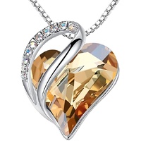 Infinity Love Heart Necklace, Birthstone Necklace for Women, Jewelry for Women with Healing Crystals, Allergy Free Pendant Necklace-14-Power-Golden Ye