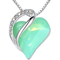 Infinity Love Heart Necklace, Birthstone Necklace for Women, Jewelry for Women with Healing Crystals, Allergy Free Pendant Necklace-17-Luck-Opal Green