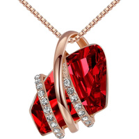 Wish Stone Pendant Necklace, Necklaces for Women with Birthstone Crystals, Allergy-Free Jewelry for Women with Gift Box, 18K Rose Gold Plated or Silve