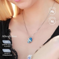 Wish Stone Pendant Necklace, Necklaces for Women with Birthstone Crystals, Allergy-Free Jewelry for Women with Gift Box, 19K Rose Gold Plated or Silve