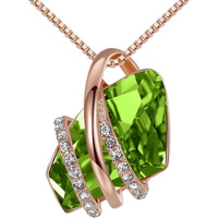 Wish Stone Pendant Necklace, Necklaces for Women with Birthstone Crystals, Allergy-Free Jewelry for Women with Gift Box, 23K Rose Gold Plated or Silve